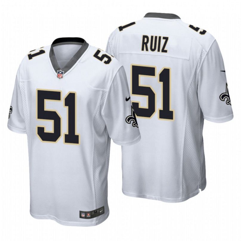 Men New Orleans Saints #51 Cesar Ruiz Nike White Game NFL Jersey